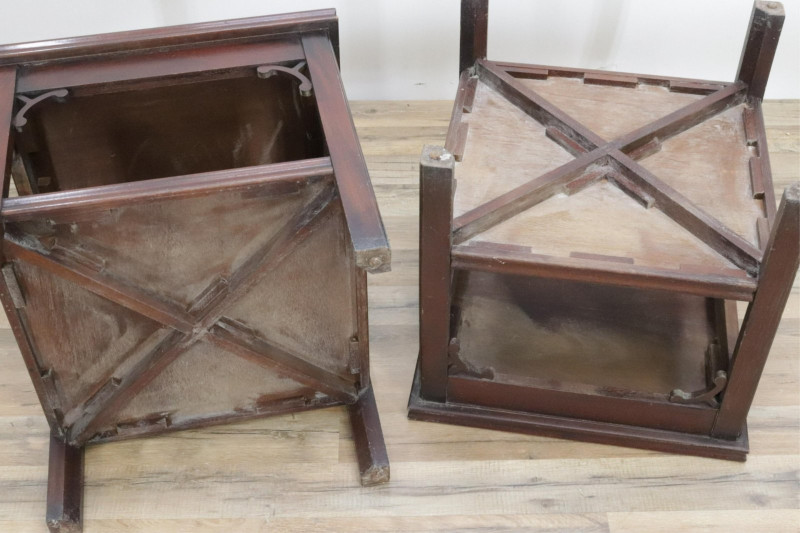 Pair Georgian Style Inlaid Mahogany End Tables