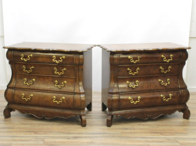 Pair Baker Burl Walnut Chest of Drawers
