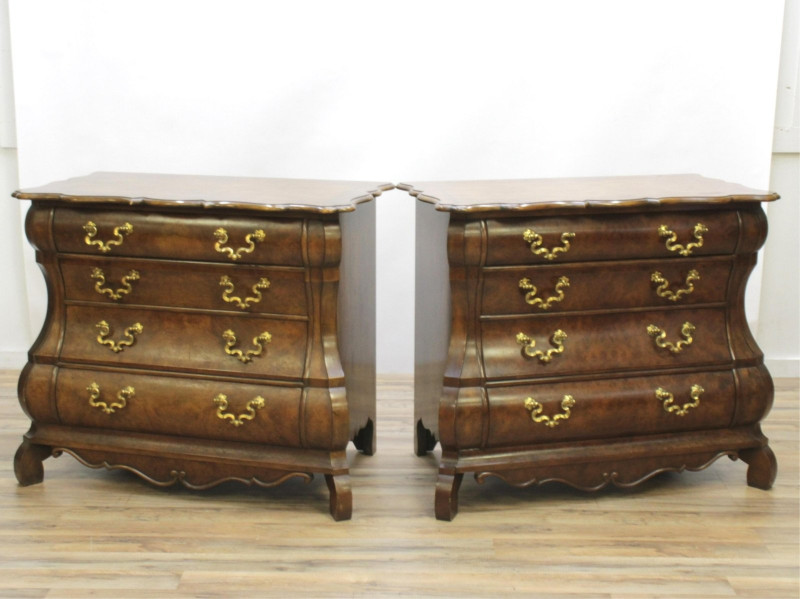 Pair Baker Burl Walnut Chest of Drawers