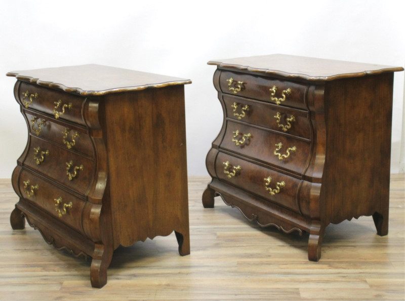 Pair Baker Burl Walnut Chest of Drawers