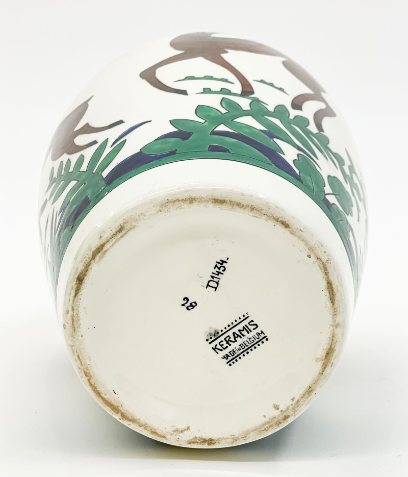Boch Frères Keramis Art Deco Vase with Deer
