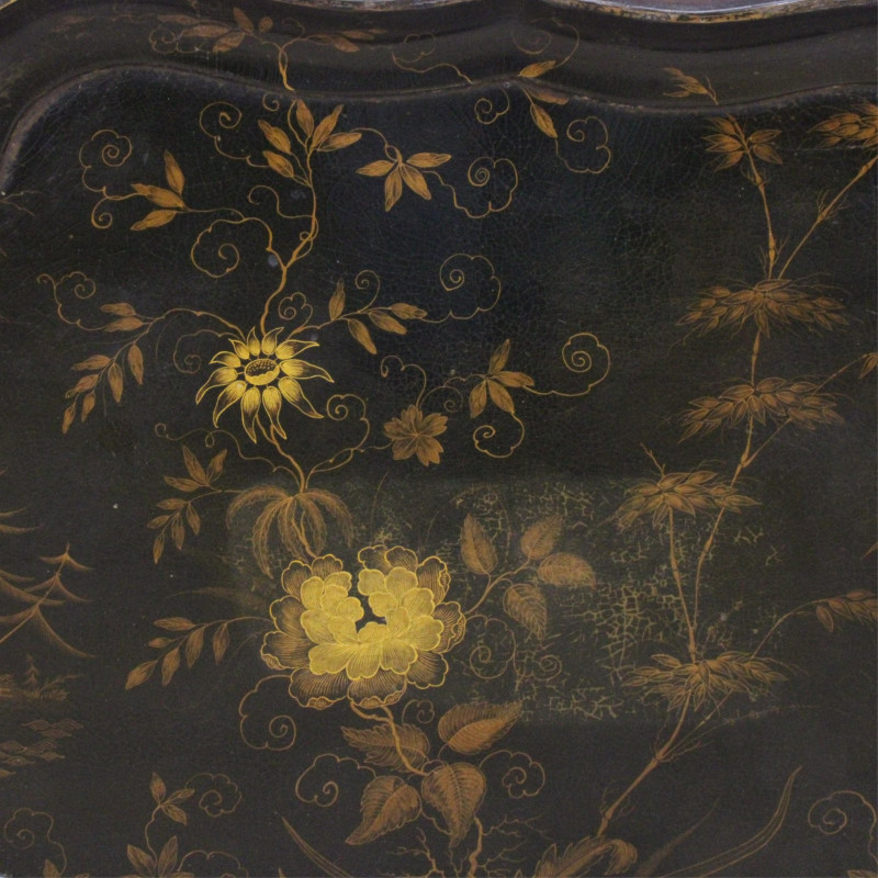 Victorian Gilt &amp; Lacquer Papier Mache Tray/Stand
