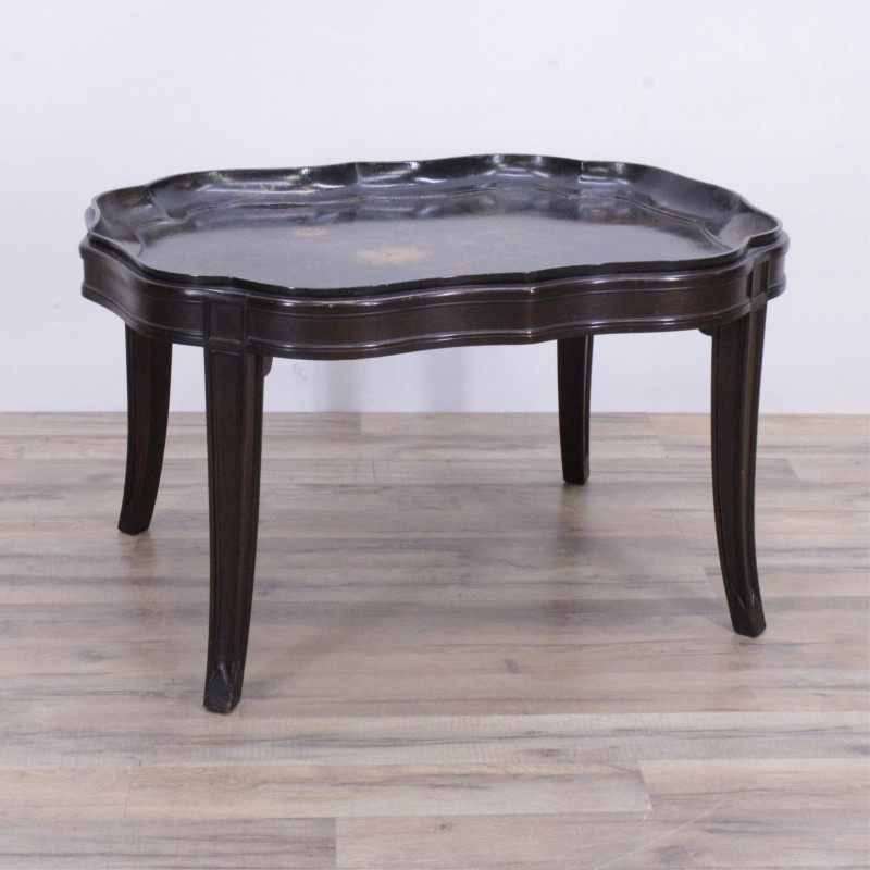 Victorian Gilt &amp; Lacquer Papier Mache Tray/Stand