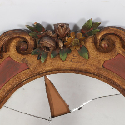 Rococo Style Gilt &amp; Red Painted Overmantel Mirror