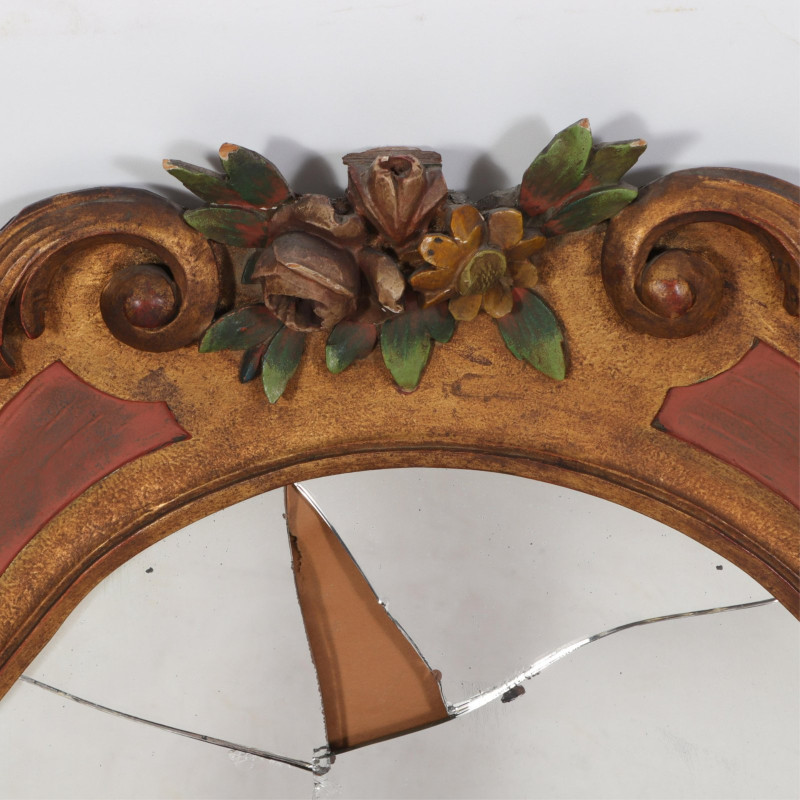 Rococo Style Gilt &amp; Red Painted Overmantel Mirror