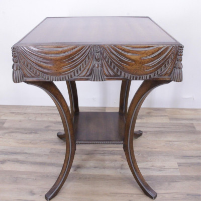 Pair Hollywood Regency Walnut Stained Tables