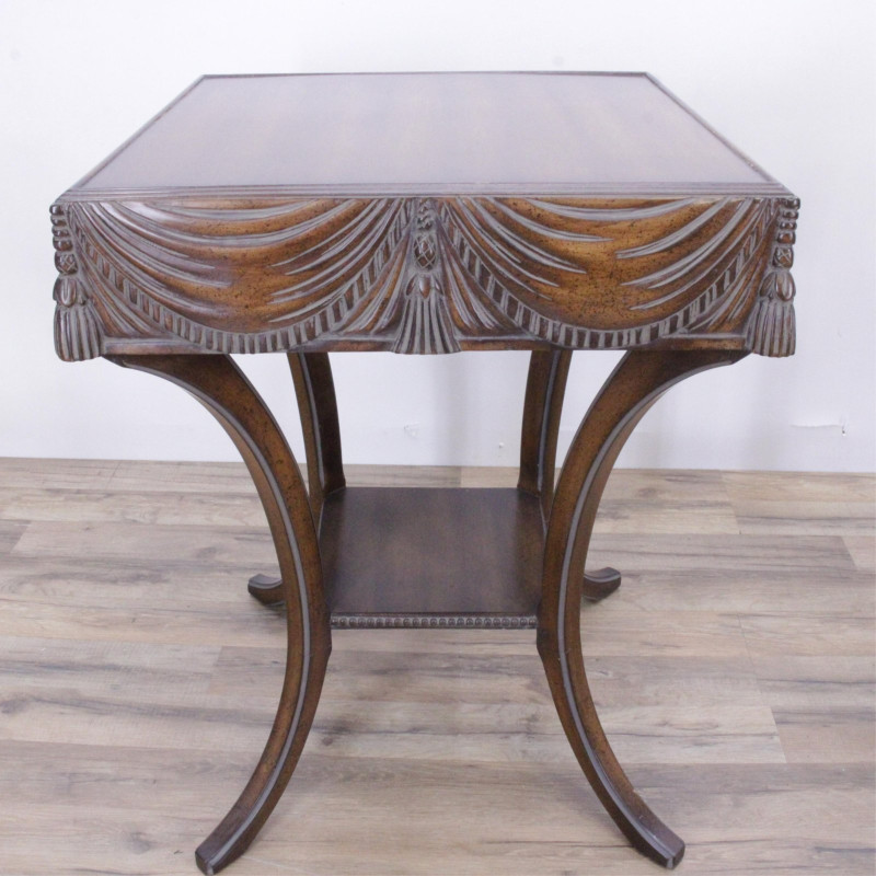 Pair Hollywood Regency Walnut Stained Tables