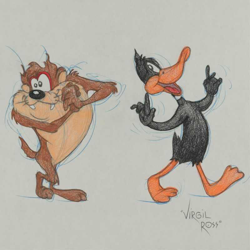 VIRGIL ROSS - TASMANIAN DEVIL DAFFY DUCK - DRAWING