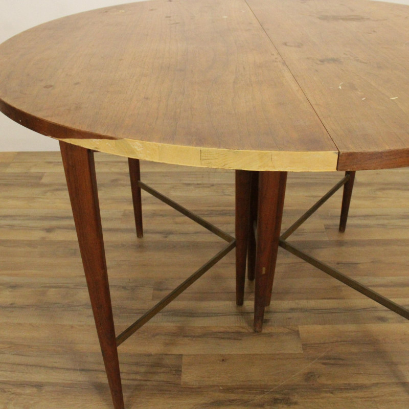 Mid Century Teak &amp; Brass Extension Dining Table