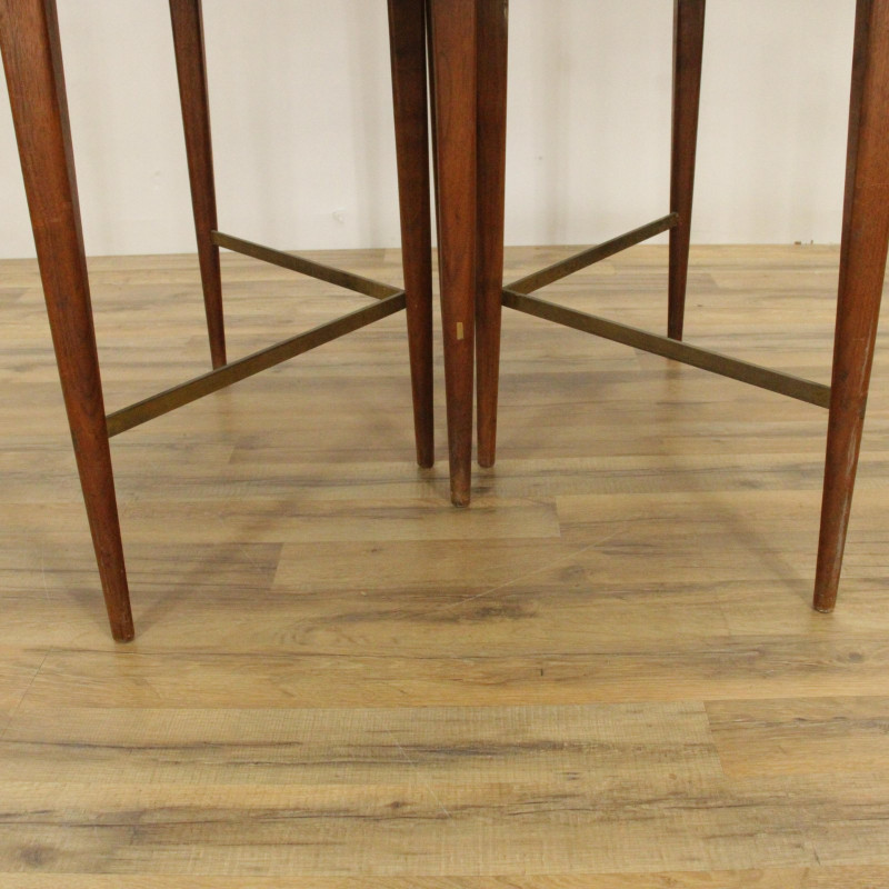 Mid Century Teak &amp; Brass Extension Dining Table