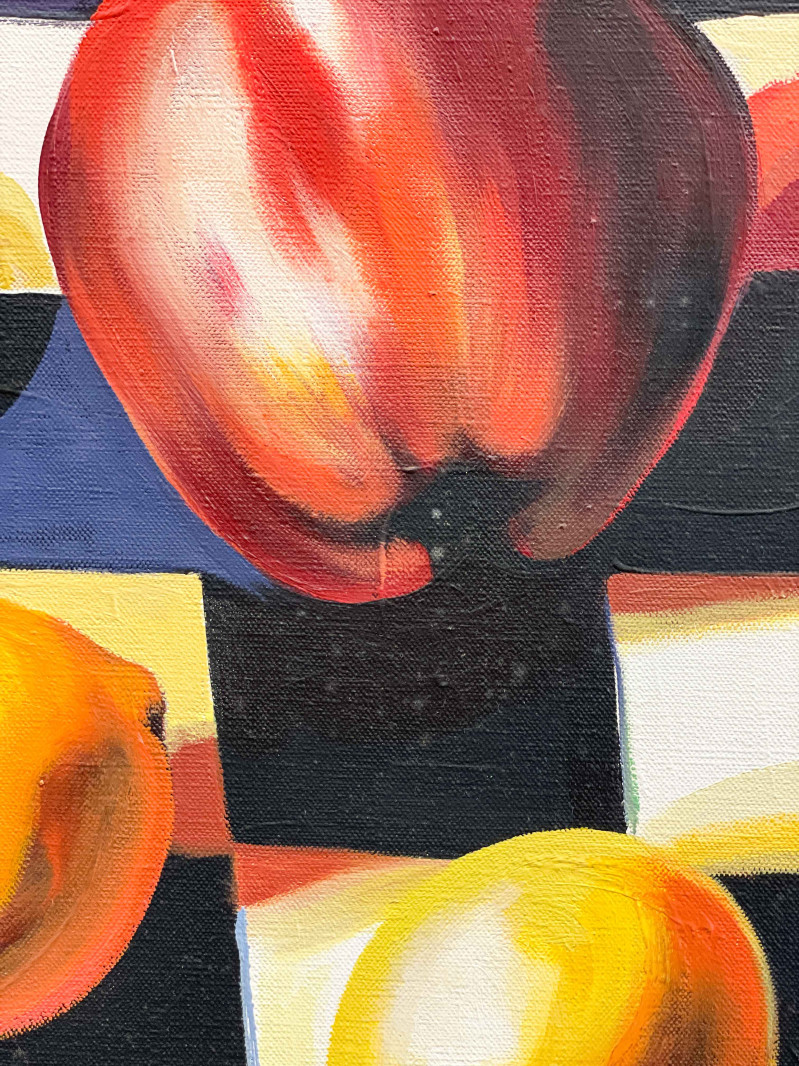 Lowell Nesbitt - Fruit on Checkered Rug