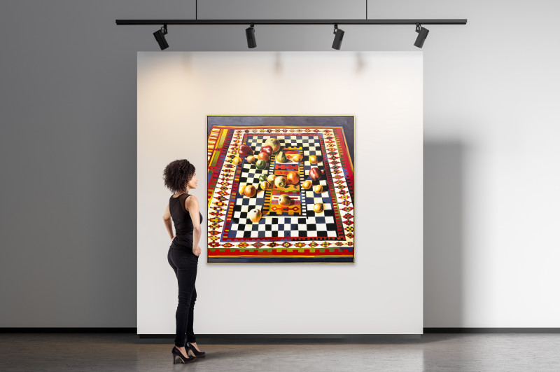 Lowell Nesbitt - Fruit on Checkered Rug