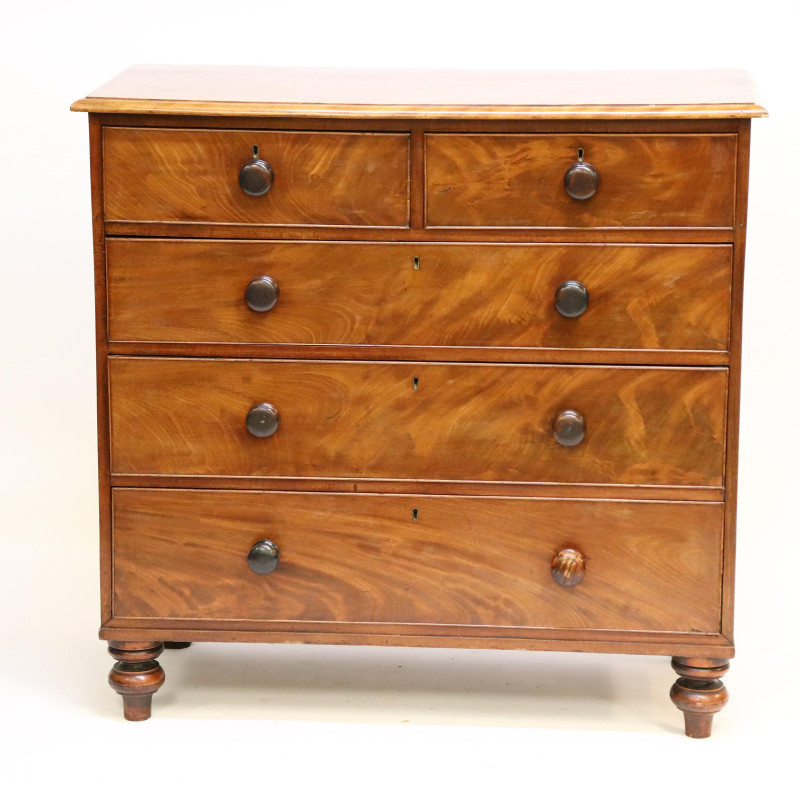 English Mahogany 5 Drawer Chest, 19th C.