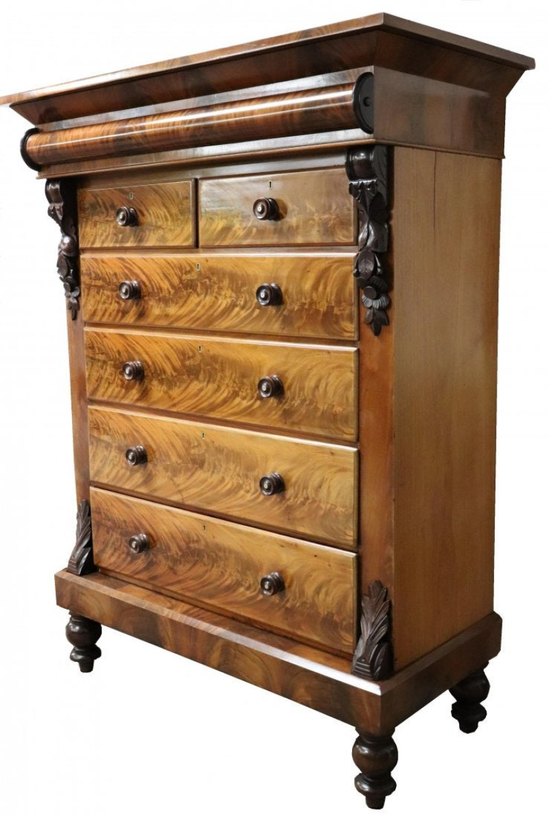 19th C. Am. Empire Flame Mahogany Highboy