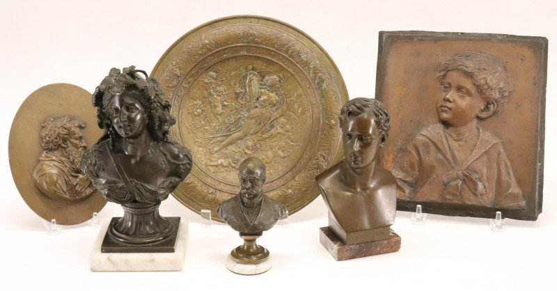 6 Bronze/Copper Busts &amp; Plaques