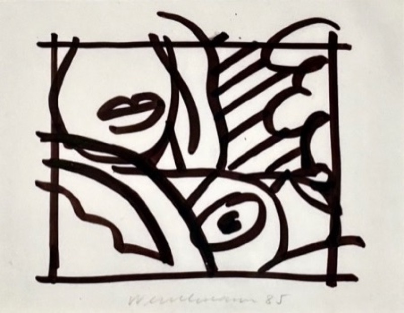 Tom Wesselmann - Sketch for Bedroom Blonde with Lavendar Wallpaper