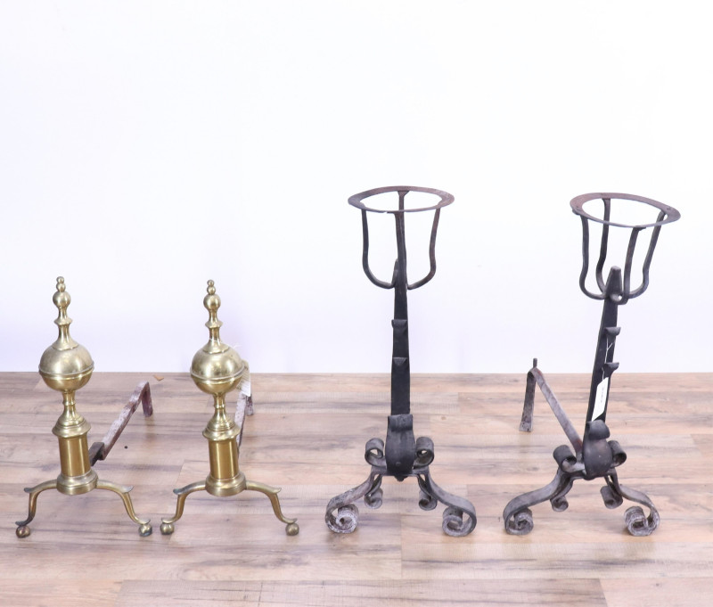 2 Pairs of Metal Andirons