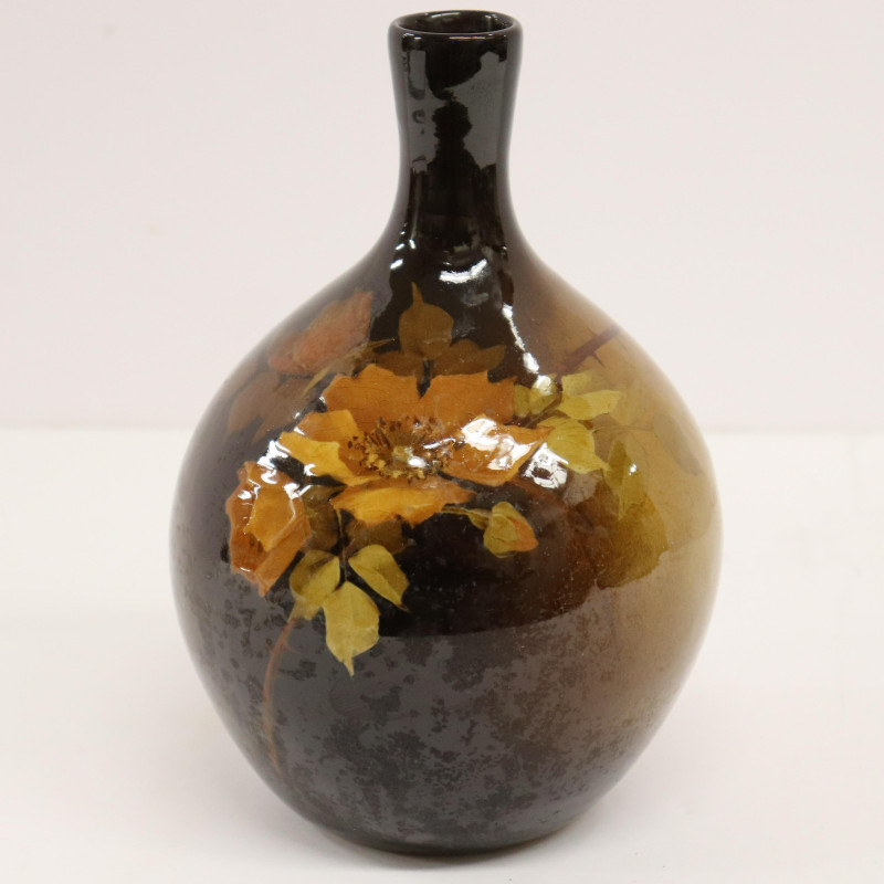 Owens Art Pottery Vase, leaf decoration