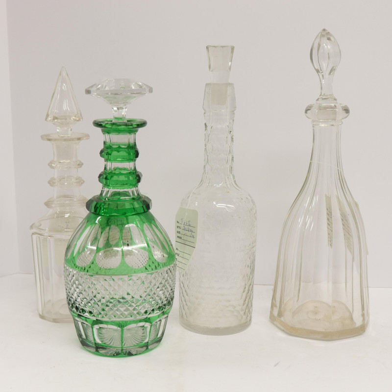 4 Cut Glass Decanters &amp; Stoppers