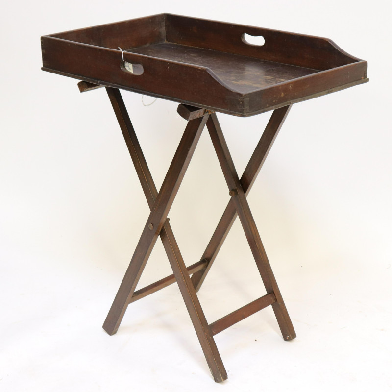 Antique Mahogany Butler&apos;s Tray on Stand, 19th C.