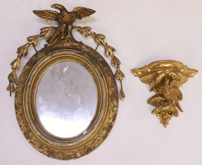 Gilt Carved Bracket &amp; Mirror with Eagle, 19/20 C.