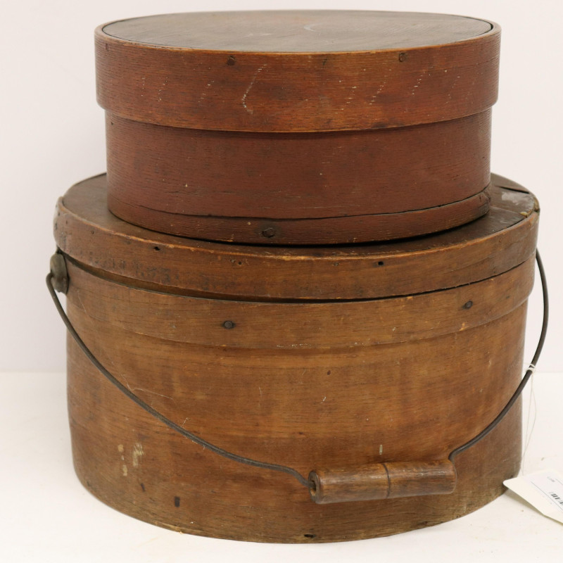 2 Shaker Style Circular Boxes / Firkins, 19th C.