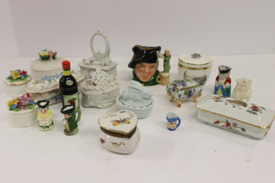 12 Porcelain Boxes &amp; 6 Toby Jugs