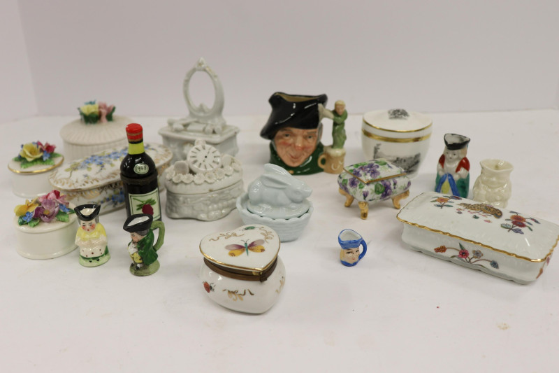 12 Porcelain Boxes &amp; 6 Toby Jugs