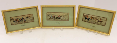 3 Stevenographs of Fox Hunting