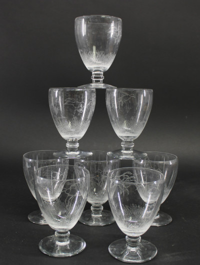 8 Richard E Bishop Etched Wildlife Glasses