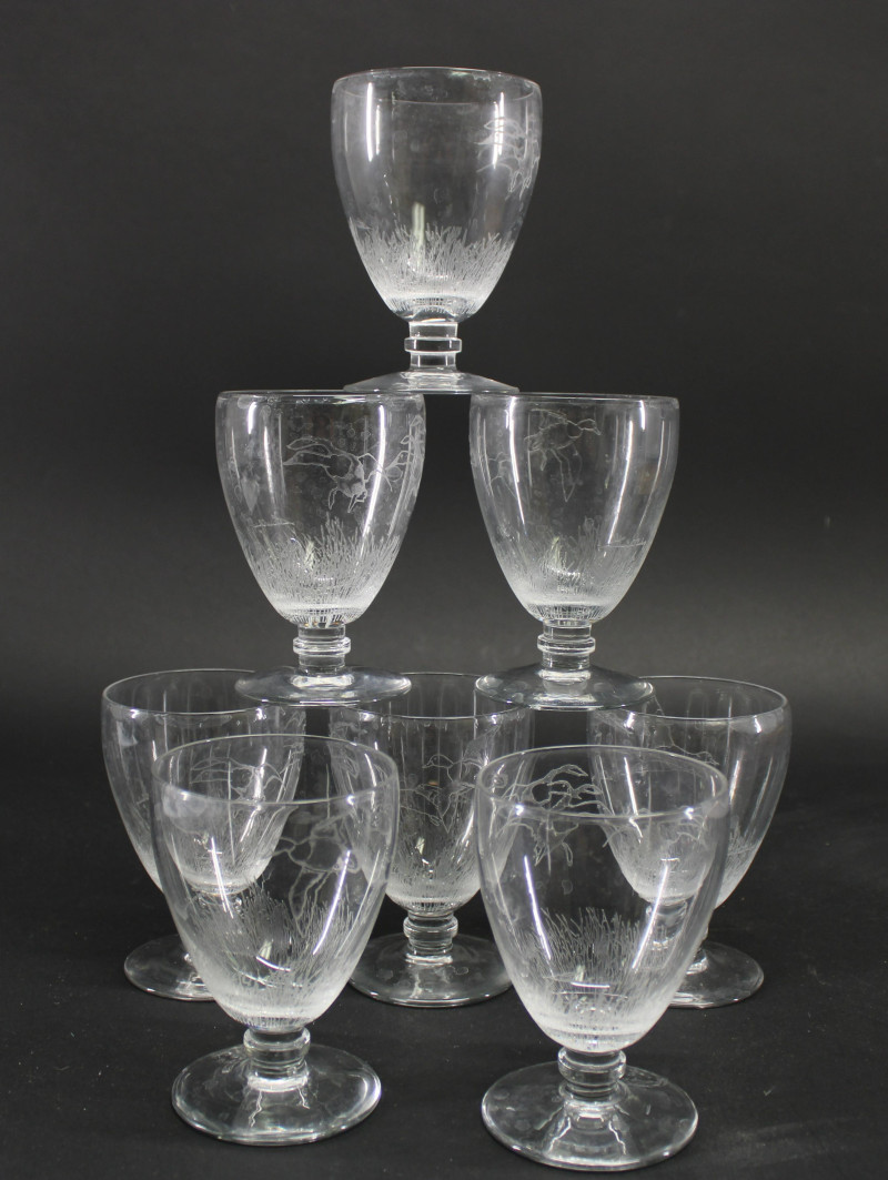 8 Richard E Bishop Etched Wildlife Glasses