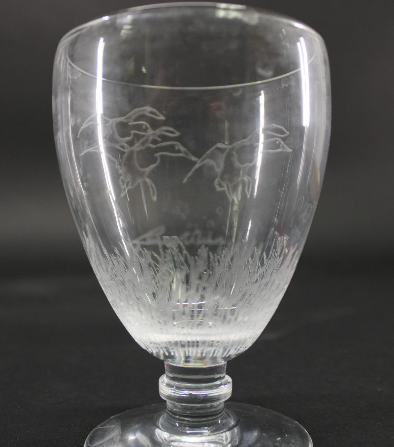 8 Richard E Bishop Etched Wildlife Glasses