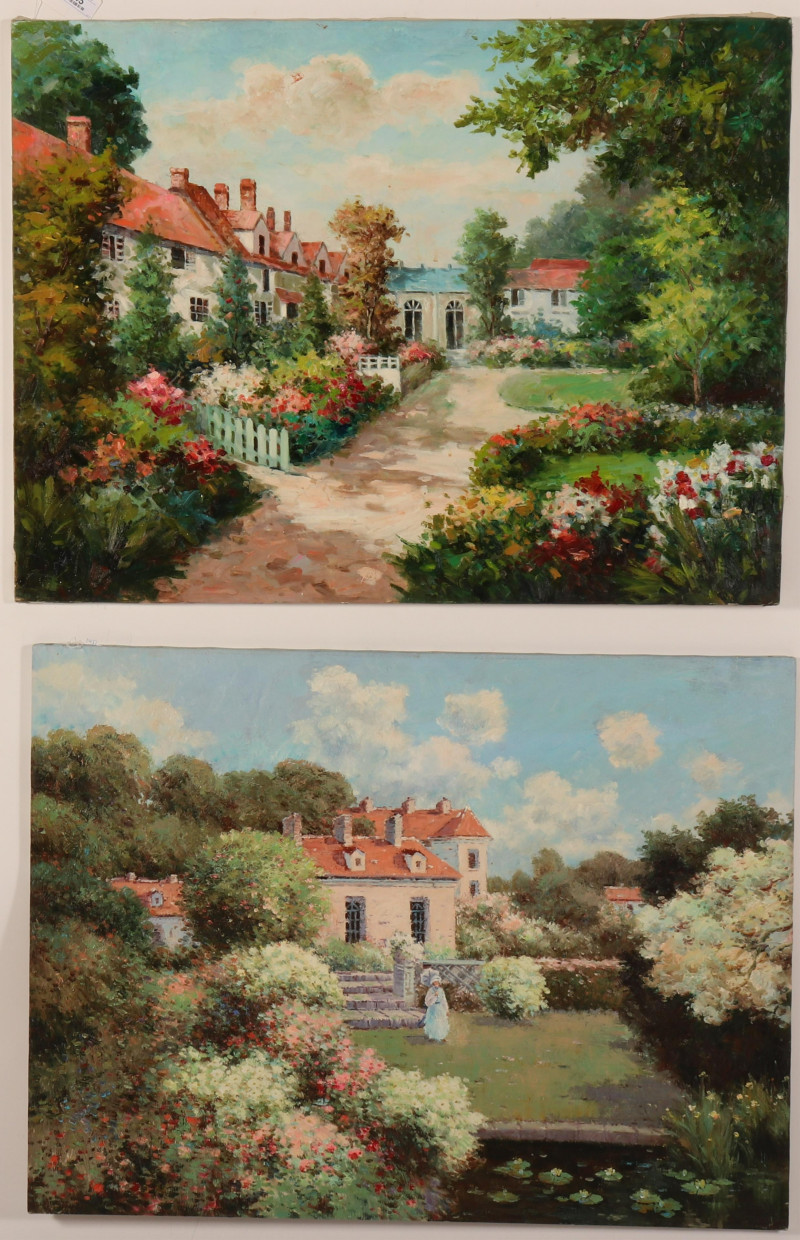 Two Oil on Canvas Paintings - Houses &amp; Garden