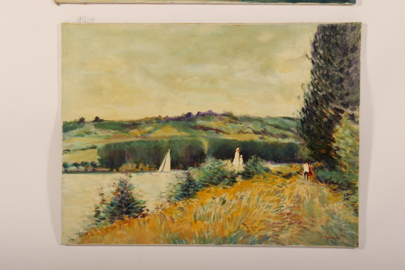 J. Dekobra - Two Ponds with Sailboats O/C&apos;s