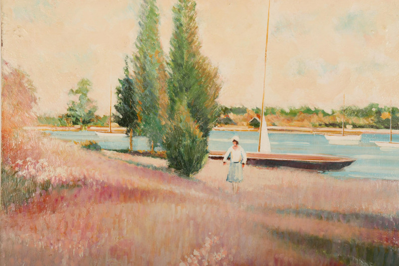 Dimitri Hristoff - Sailboats on the River O/C