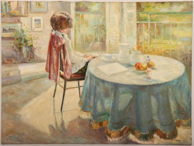 A. Cambos, 2 Paintings, Young Woman &amp; Child
