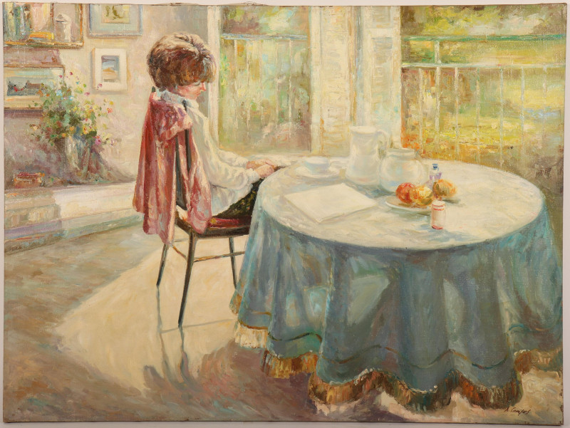 A. Cambos, 2 Paintings, Young Woman &amp; Child