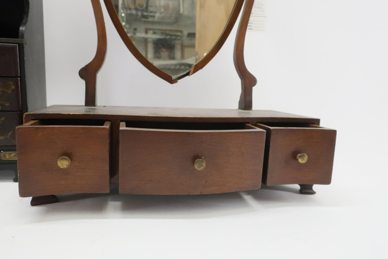 Japanese Lacquer Jewelry Cabinet &amp; Shaving Stand