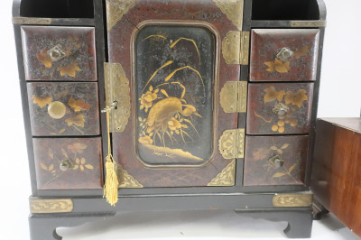 Japanese Lacquer Jewelry Cabinet &amp; Shaving Stand