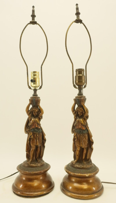 Pair Metal Figural Lamps