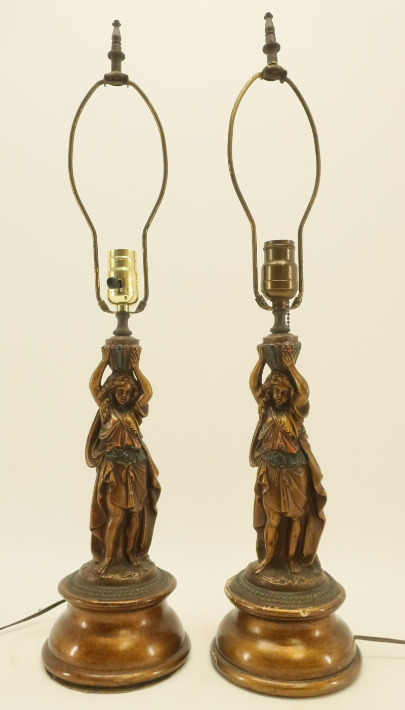 Pair Metal Figural Lamps