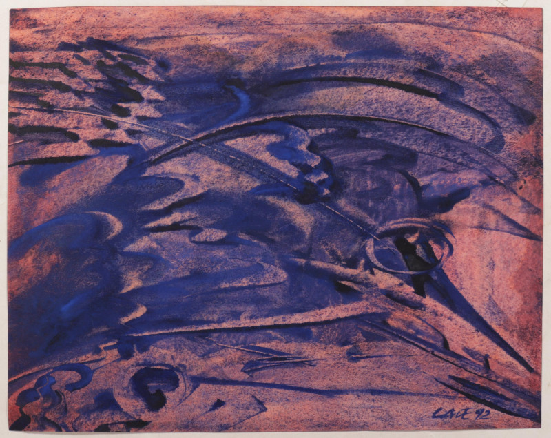 2 Abstracts, Charcoal Collage; Caustic Blue