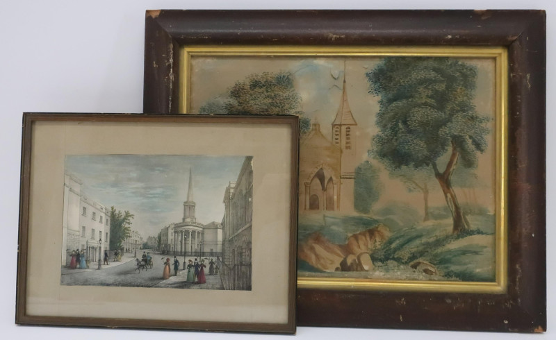 Churches, 19C American W/C; European City Print