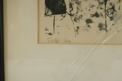 F.E. Peyton &quot;Tulips&quot; Etching; &quot;Trash Guy&quot; Print