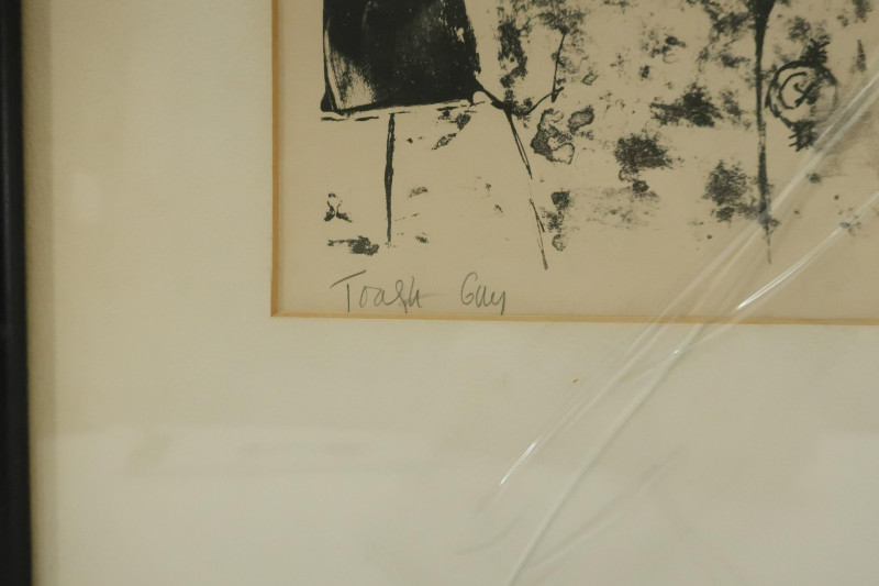 F.E. Peyton &quot;Tulips&quot; Etching; &quot;Trash Guy&quot; Print