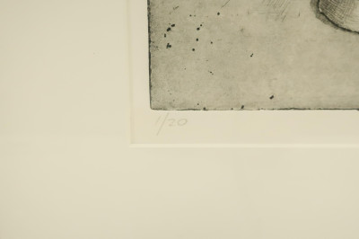 F.E. Peyton &quot;Tulips&quot; Etching; &quot;Trash Guy&quot; Print