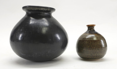 2 Korean Glazed Earthenware Vases
