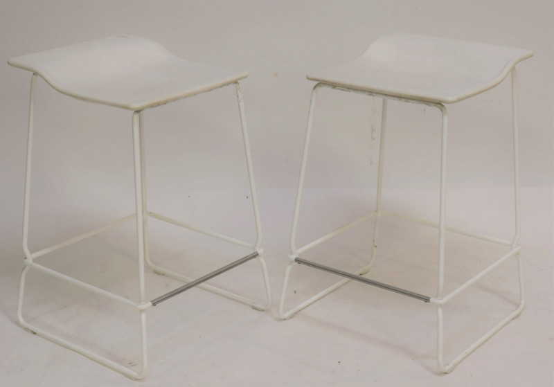 Pair Viccarbe White Plastic &amp; Metal Stools