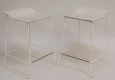 Pair Viccarbe White Plastic &amp; Metal Stools