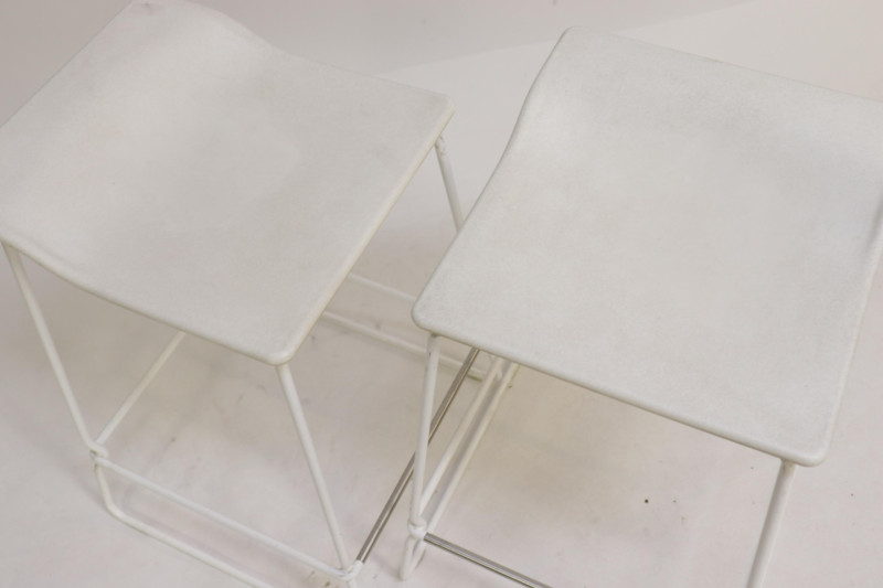 Pair Viccarbe White Plastic &amp; Metal Stools